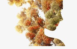 植物人物剪影侧脸