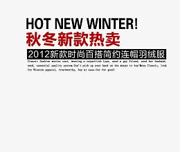 秋冬新款连帽羽绒服艺术字