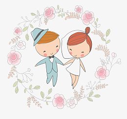 手绘卡通婚礼人物