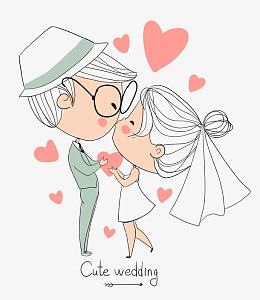 手绘卡通婚礼人物