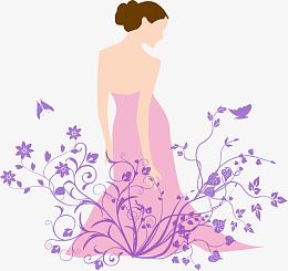 粉色浪漫新娘婚纱矢量图