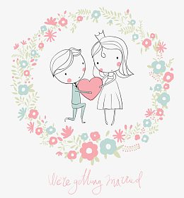 手绘卡通婚礼人物