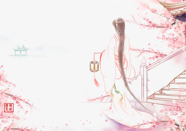 唯美古风意境插画素材免费下载_觅元素