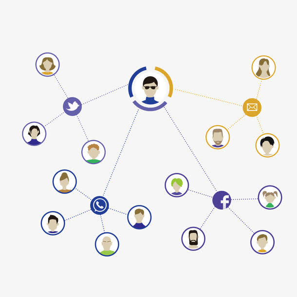 矢量人物关系连接图连接符