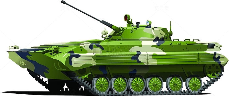 卡通手绘迷彩军用坦克