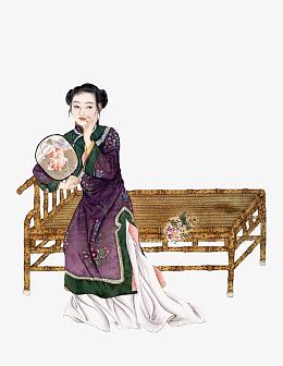 拿扇子的美女