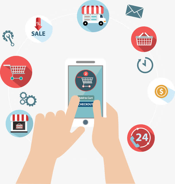 矢量手绘手机购物免抠素材免费下载_觅元素51yuansu.com