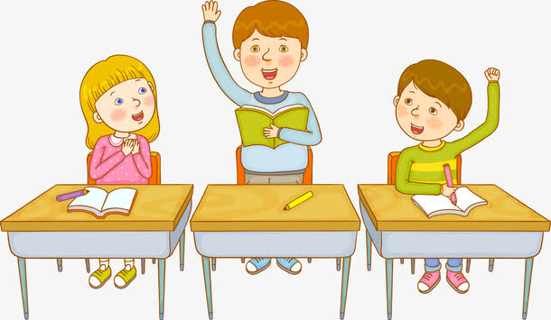 卡通小学生举手发言