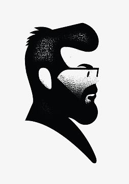大胡子男生png卡通帅气的商务人士设计png手绘男士素描头像png线描