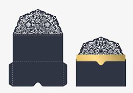 深蓝色花纹请帖