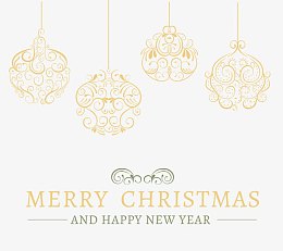 金色圣诞装饰矢量图