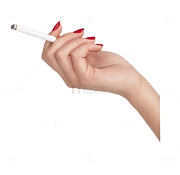 手拿燃烧的香烟