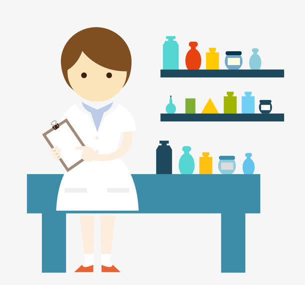 矢量简约图形医院女药师