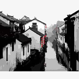 江南风水墨古镇