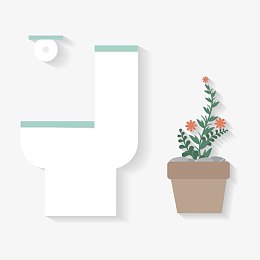 矢量马桶花盆手绘