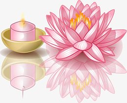 唯美卡通莲花蜡烛矢量