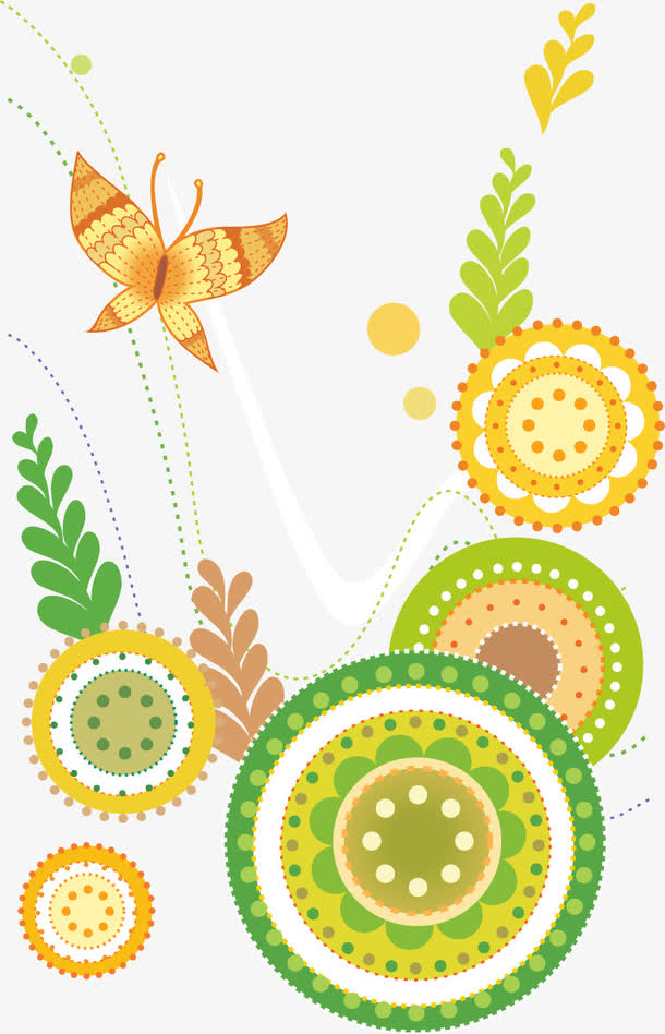 童趣圈圈花朵装饰图案矢量