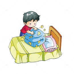 叠被子的孩子