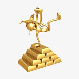 黄金3D小人与金条矢量素材