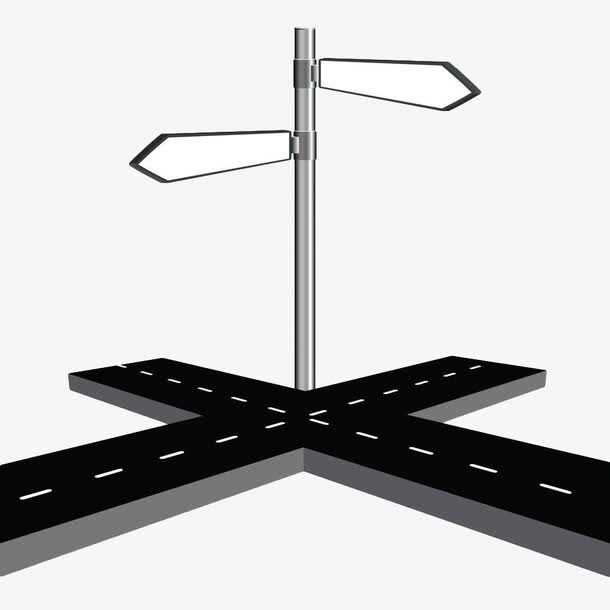 手绘十字路口路牌