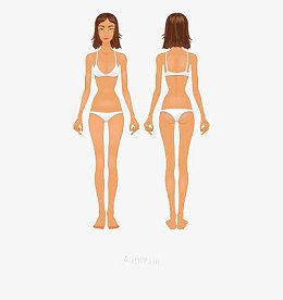 只穿内衣内裤的女人前胸后背