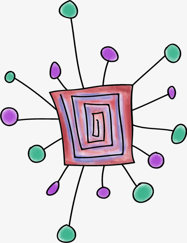 手绘正方形花朵