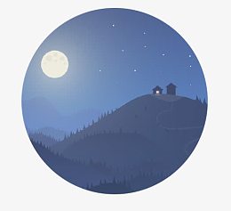 卡通森林夜晚