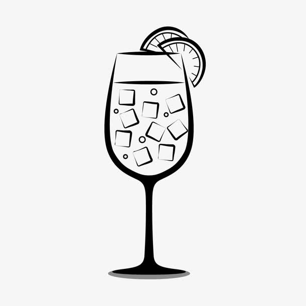 柠檬水冰块矢量手绘夏季冷饮