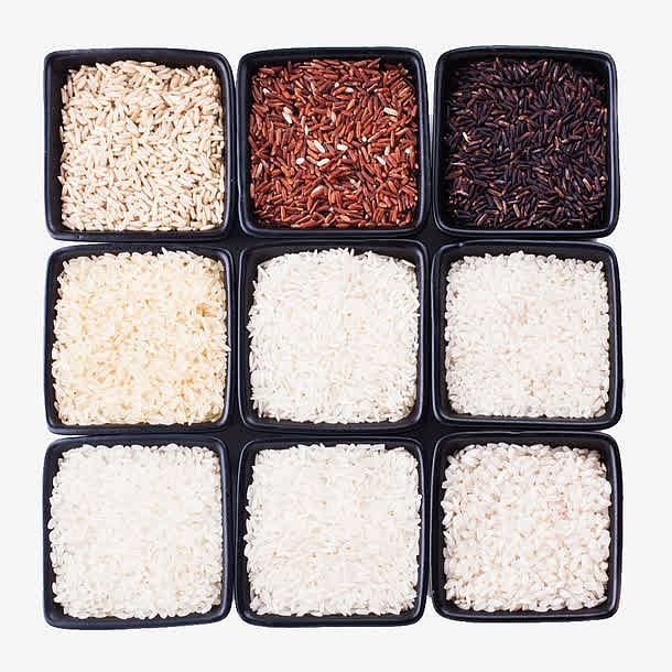 碗中不同品种的大米图片