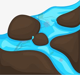 矢量手绘小河流水