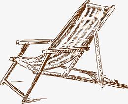 夏季海滩手绘线稿素材矢量素材