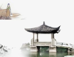 小亭小船素材