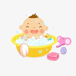 微笑宝宝洗澡图片素材