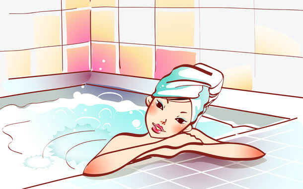 卡通美女沐浴素材免费下载_觅元素