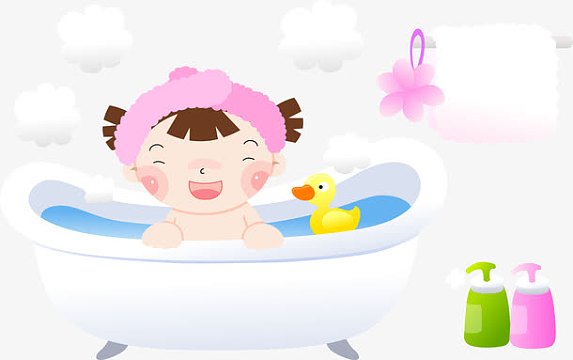 可爱女孩泡浴