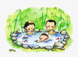 竹林里的日本温泉图片素材