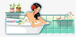 沐浴化妆美女矢量图