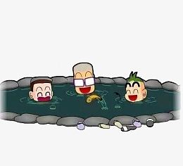 男的泡日本温泉图片素材