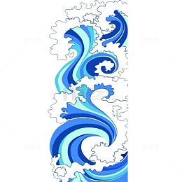 卡通海蓝色波浪