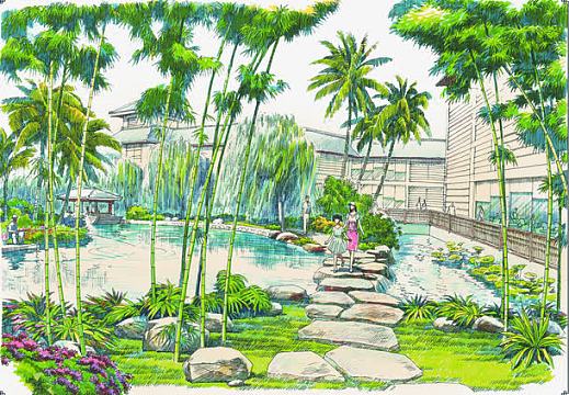 公园景观手绘效果图