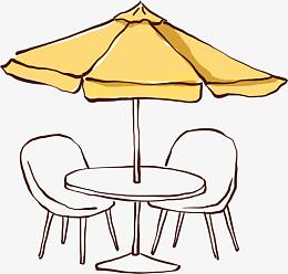 太阳伞咖啡桌高清免抠素材