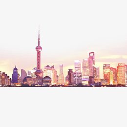 夕阳下都市建筑免抠图