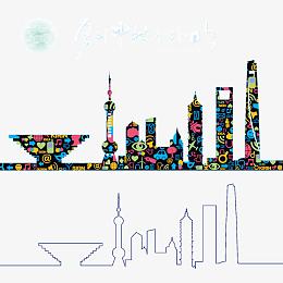 线描城市建筑