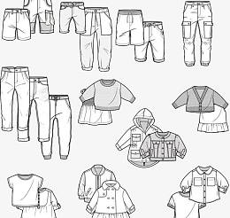 矢量裤子服装版型图