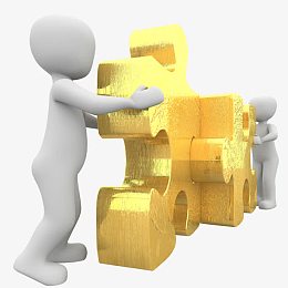 堆积木的两个小白人