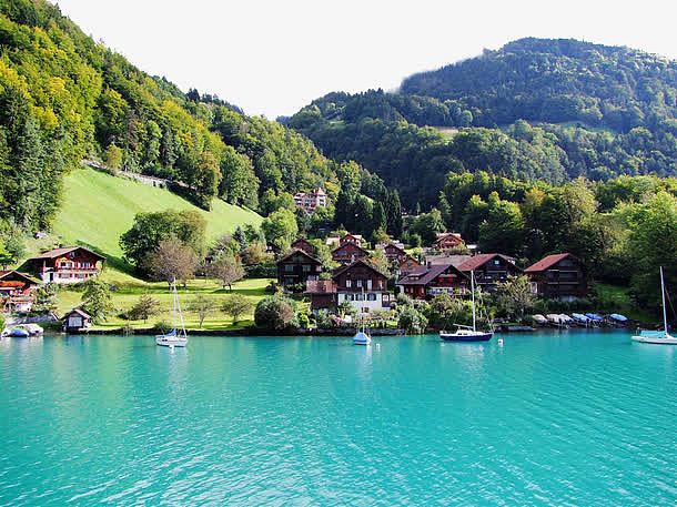 瑞士图恩湖风景高清素材