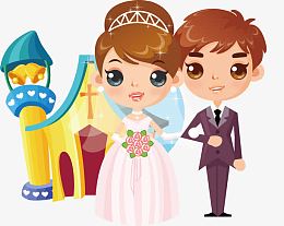 矢量现代婚纱照插画