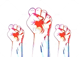 手绘彩色拳头免抠素材