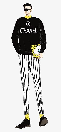香奈儿秋冬装男式设计插画稿