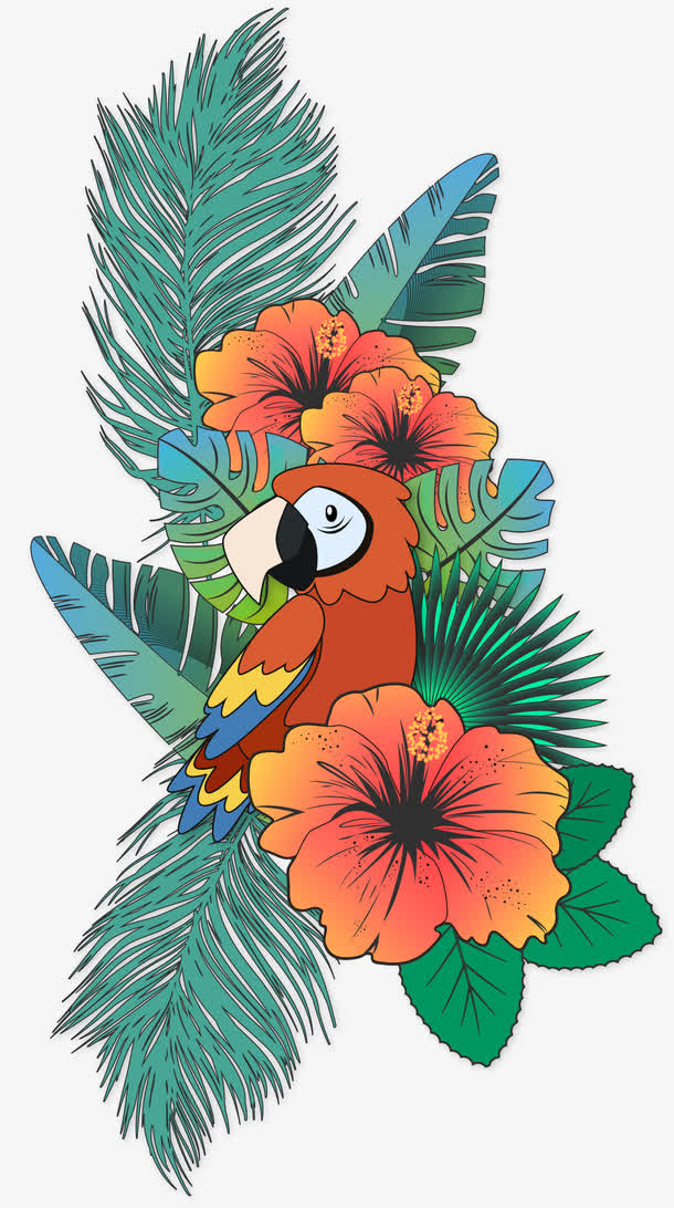 矢量手绘鹦鹉